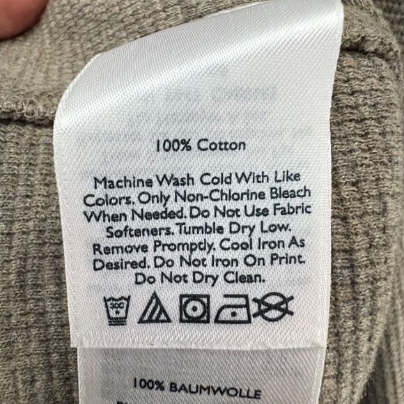 Eddie Bauer Thermal Waffle Knit Henley Shirt Men XLT Tan Pullover Layers Outdoor - Picture 12 of 13